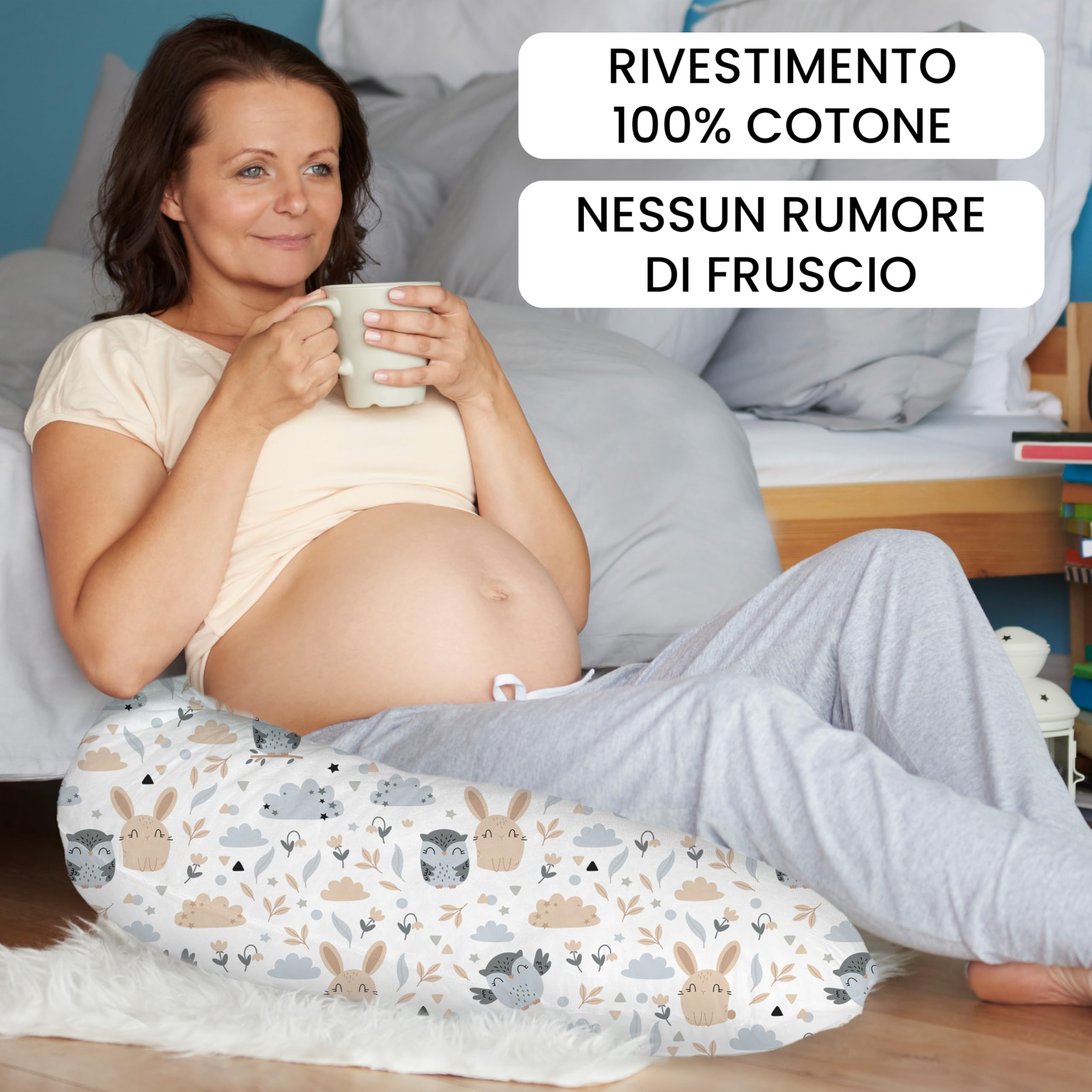 Cuscino per allattamento con imbottitura, per neonati e donne incinte, per dormire su un fianco, in cotone, con federa da 170 cm, motivo: radura