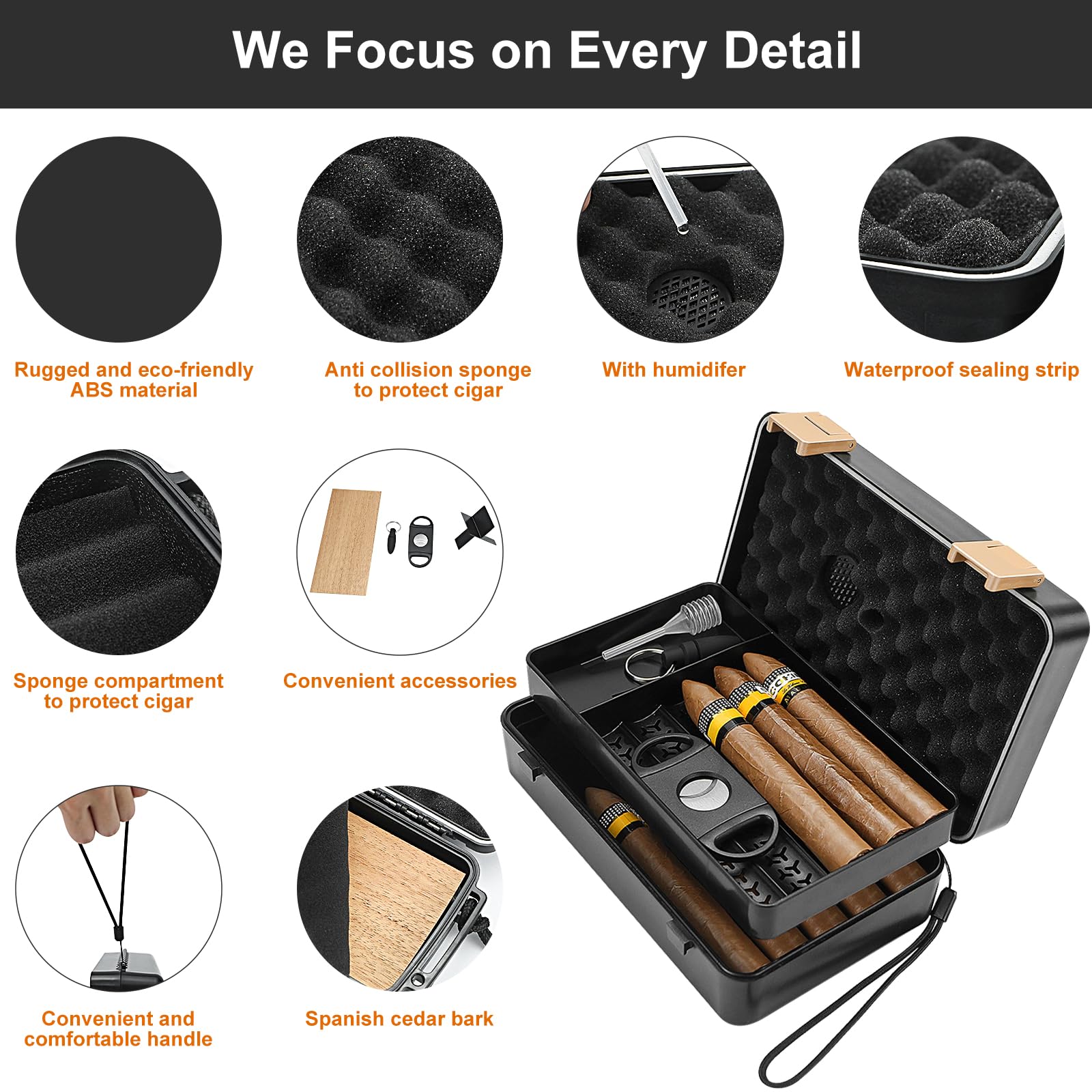 Set Humidor Con Legno Di Cedro Importato - Scatola Per Sigari Cubani - Foto 10