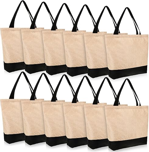 12 bolsas de arpillera de arpillera para regalo con asas de 18.5 x 15 x 4.7 pulgadas, bolsas de regalo reutilizables a granel para regalos de boda,