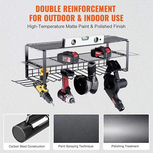 Miniatura 3 de VEVOR Organizador de herramientas eléctricas, 7 ranuras, 3 capas, soporte de pared para taladro inalámbrico, estación de carga de batería,