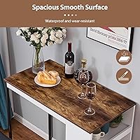 Vista 6 de Panana Juego de mesa de comedor de 3 piezas, mesa de bar de cocina con dos estantes de almacenamiento de taburetes, mesa de madera con acabado