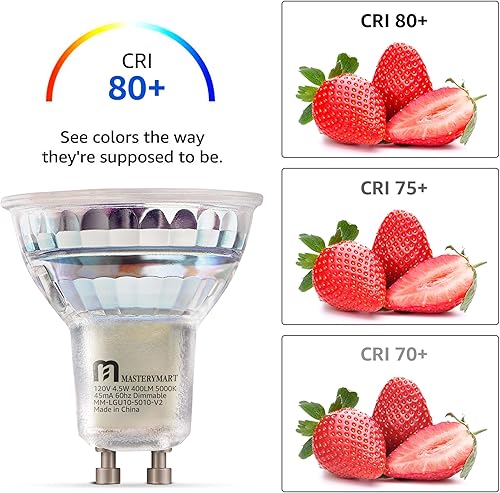 Miniatura 3 de MASTERY MART Bombillas LED GU10 regulables, bombilla LED Mr16, bombillas halógenas de 50 vatios equivalentes a 5000 K luz diurna blanca de 4.5 W,