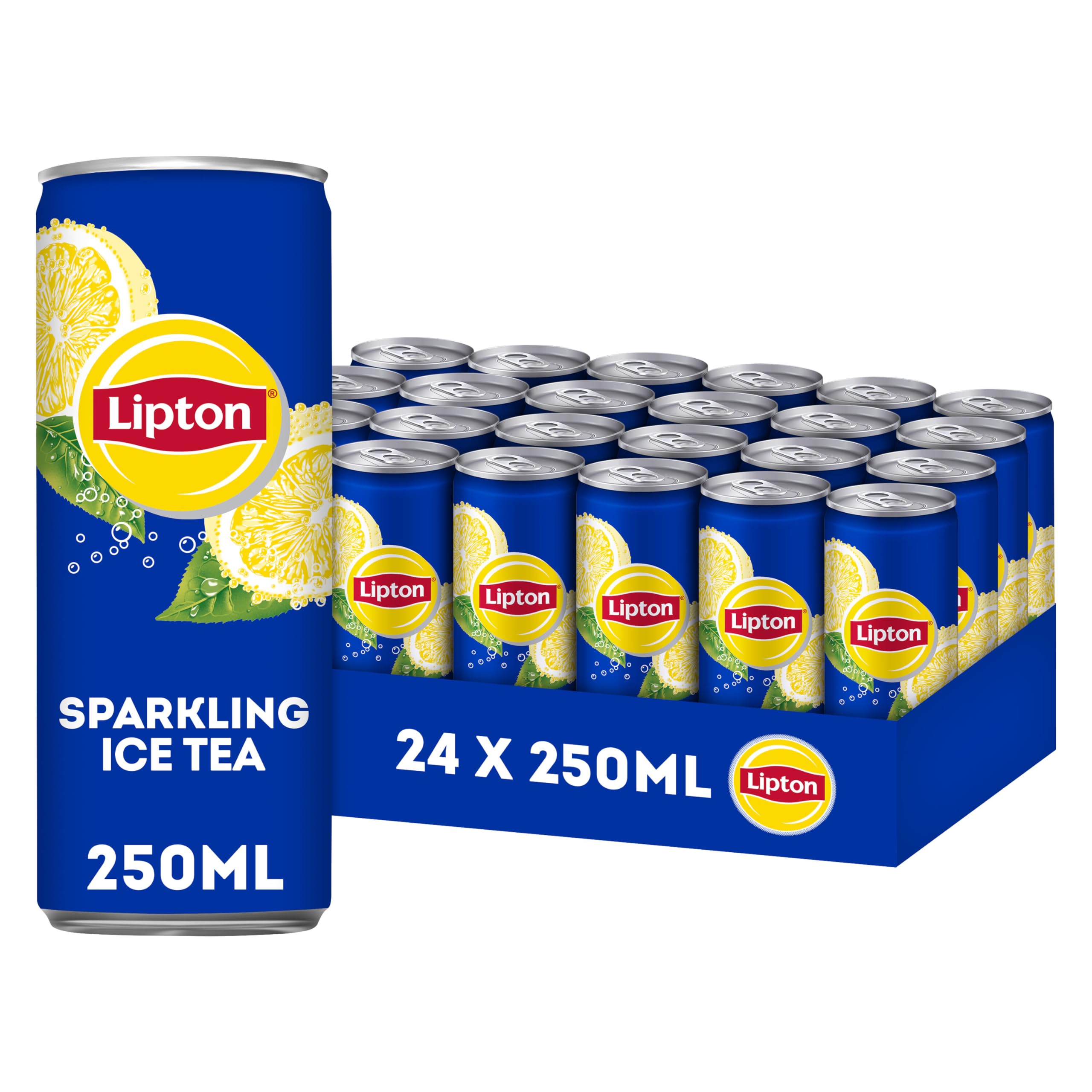 Lipton Sparkling Ice Tea, een heerlijk verfrissende ijsthee - 24 x 250 ml - Voordeelverpakking