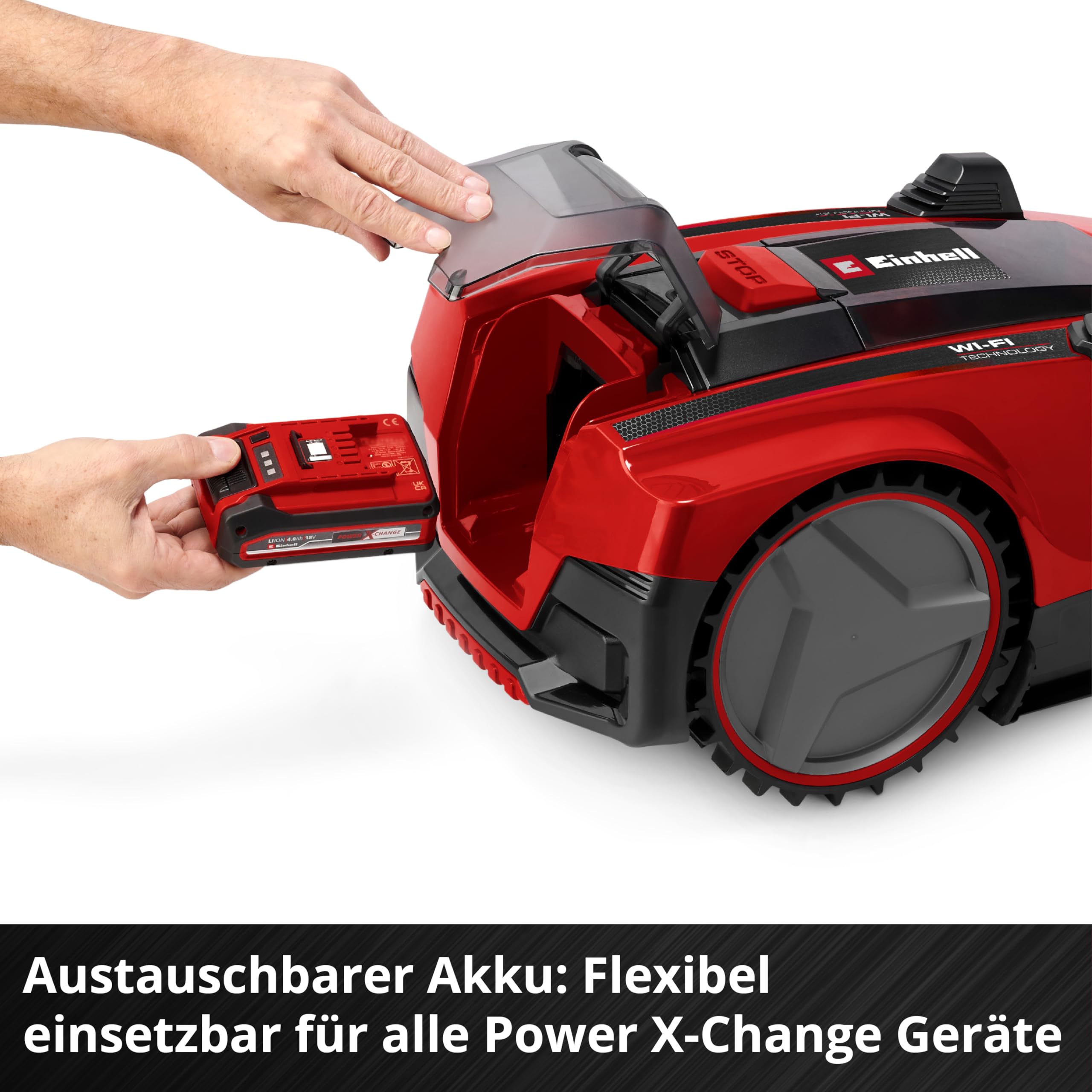 Einhell Mähroboter FREELEXO CAM Plus 600 Power X-Change (18 V, Kamera statt Begrenzungsdraht, für 600 m², WiFi, Brushless, bis 25% Steigung, inkl. 4,0 Ah Plus Akku)