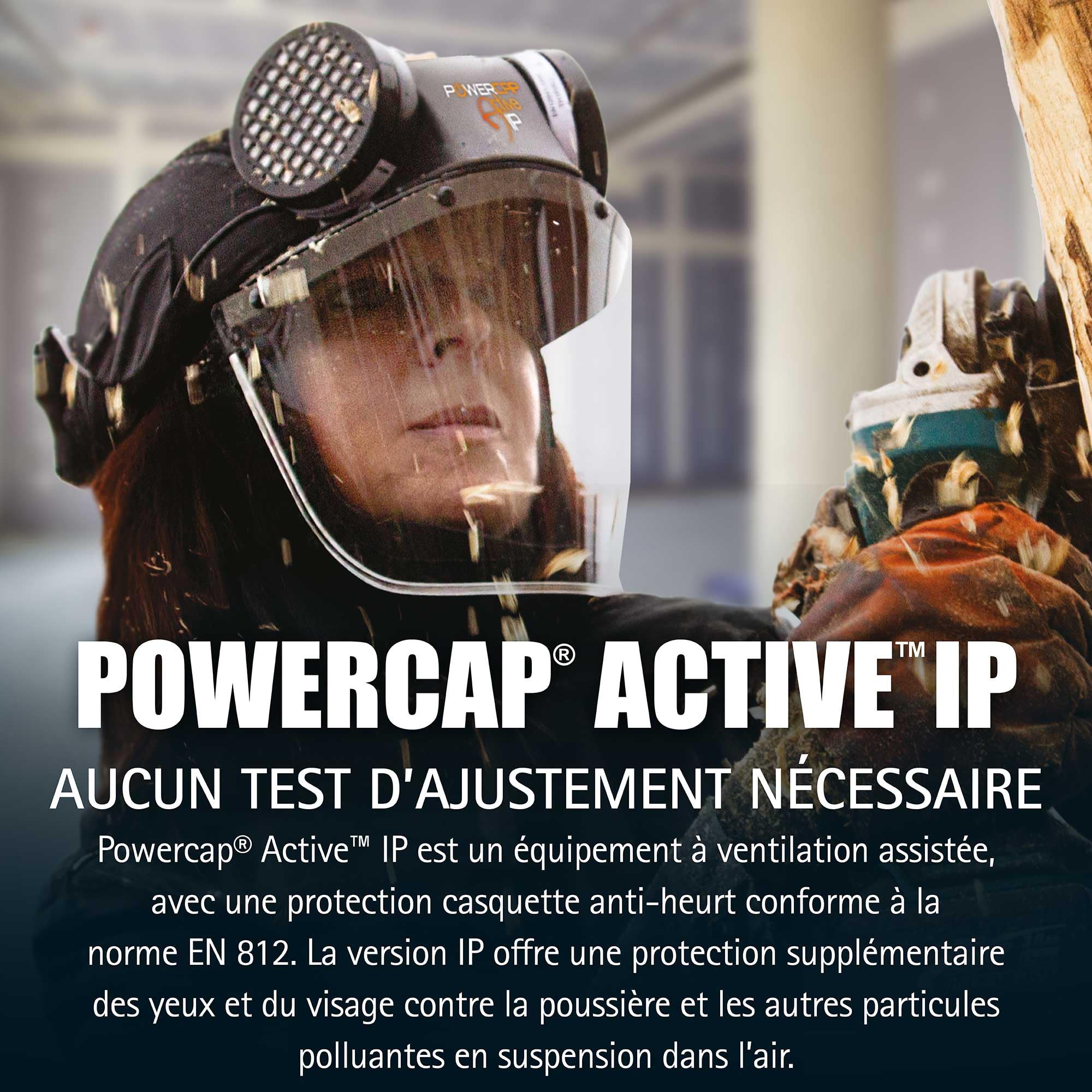 JSP POWERCAP ACTIVE IP PAPR Masque Respiratoire Ventilé - Filtre & Visière Anti-Impact - Batterie 8h & USB - Anti Poussière & Particules - Travaux, Agriculture, Bricolage - EN 12941 & EN 166