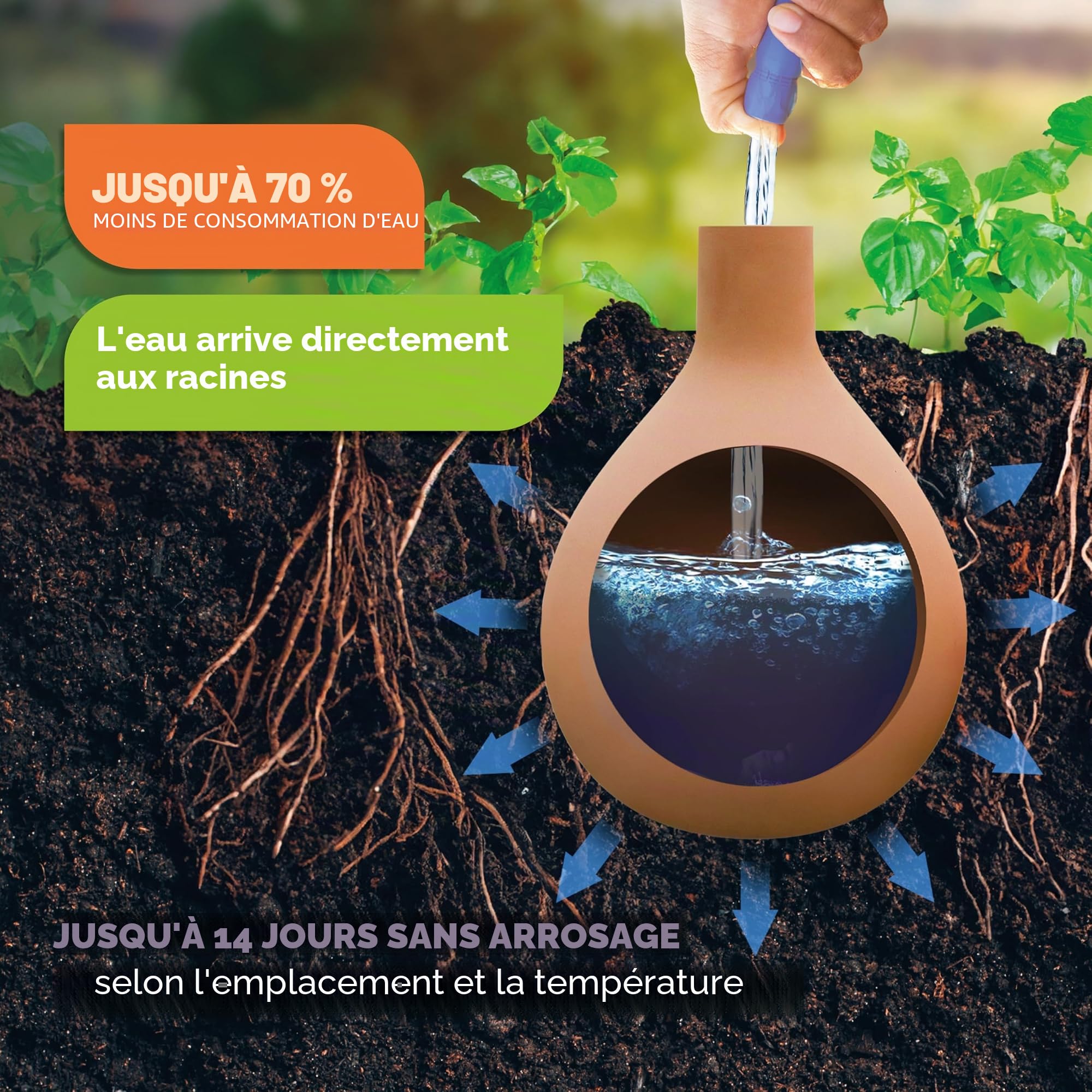 BioGreen Olla HYDRO MAX Lot de 4 arrosage automatique pour plantes 1 l Diamètre 60 cm Pot en terre cuite Boule d'arrosage