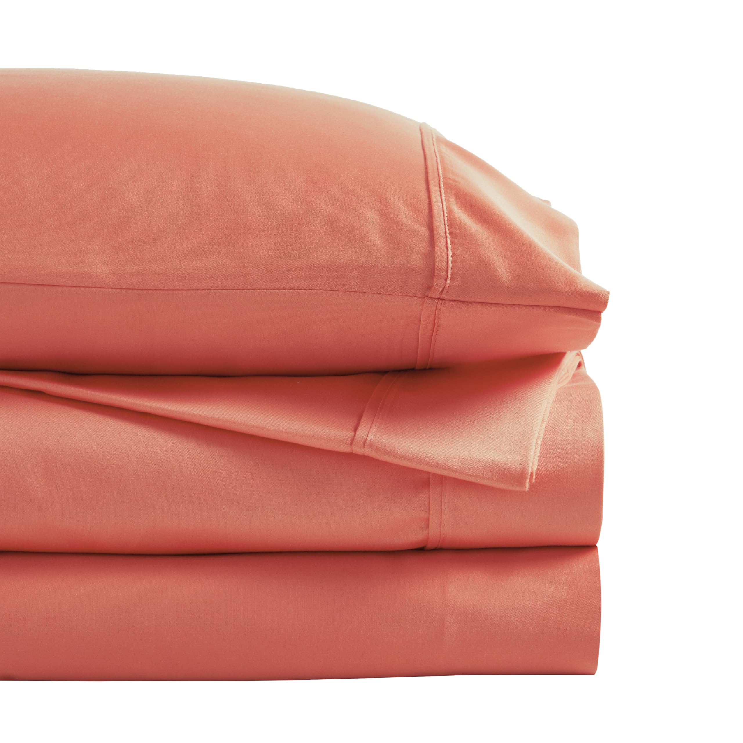 Parure de lit 1200 fils en coton mélangé pour grand lit anti-plis literie douce corail