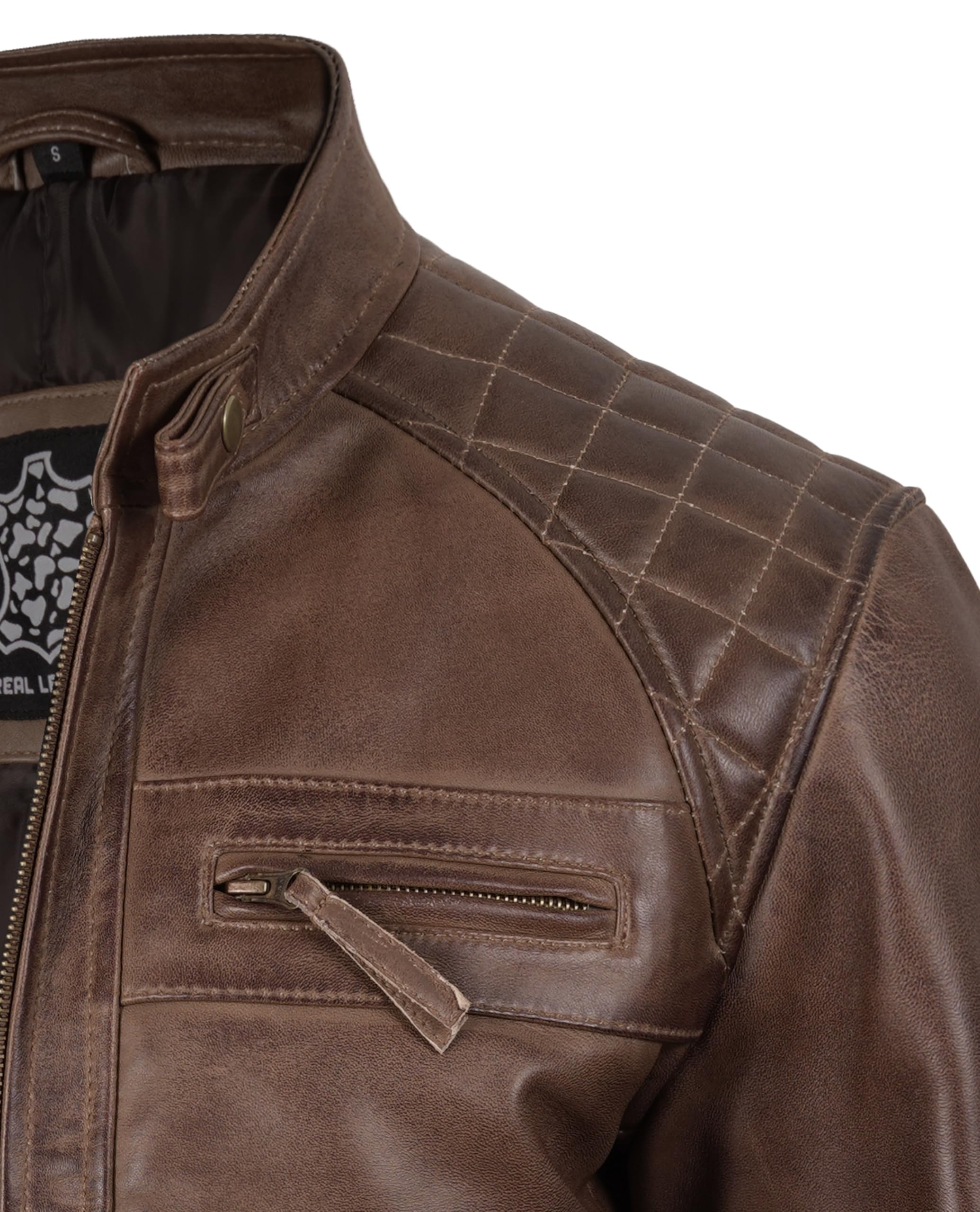 Brown Leather Jacket Men - Natural Distressed Leather Jackets for Men