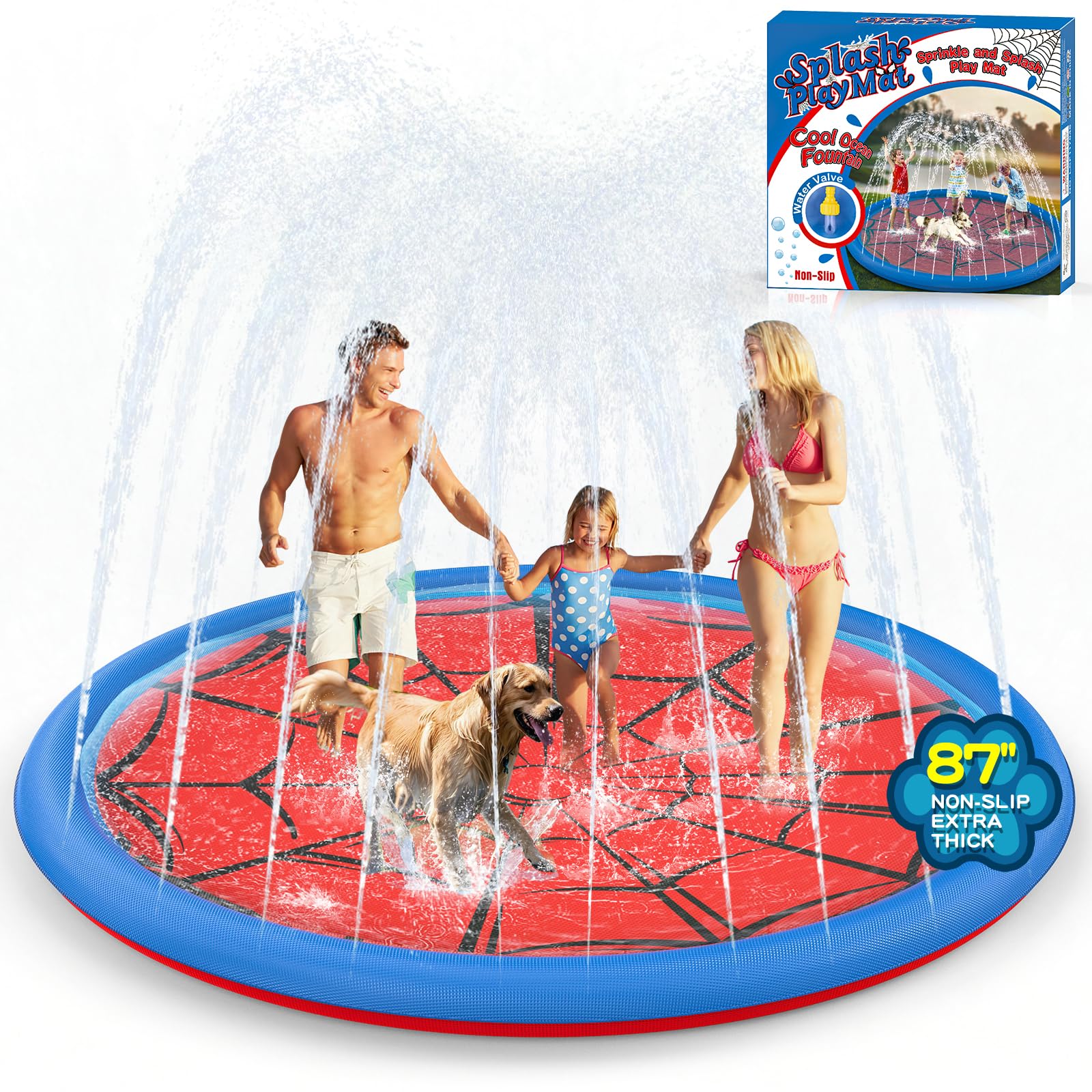 Betheaces Non Slip Splash Pad for Kids and Dogs 87 inch