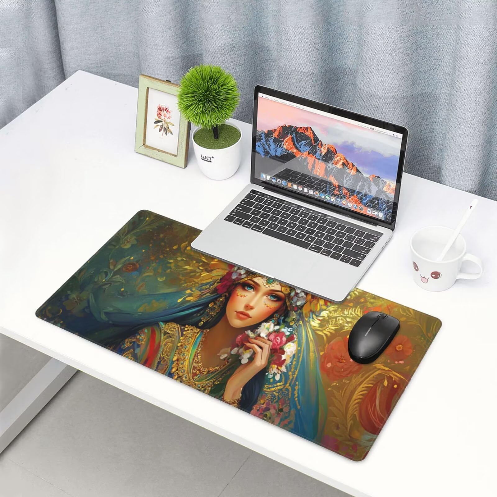 Żółta podkładka pod mysz XXL Piękna mata na biurko 1600 x 800 x 3 mm zmywalna podkładka do gier na laptopa, z antypoślizgową gumową podstawą do gier, komputera, personelu biurowego Y1235