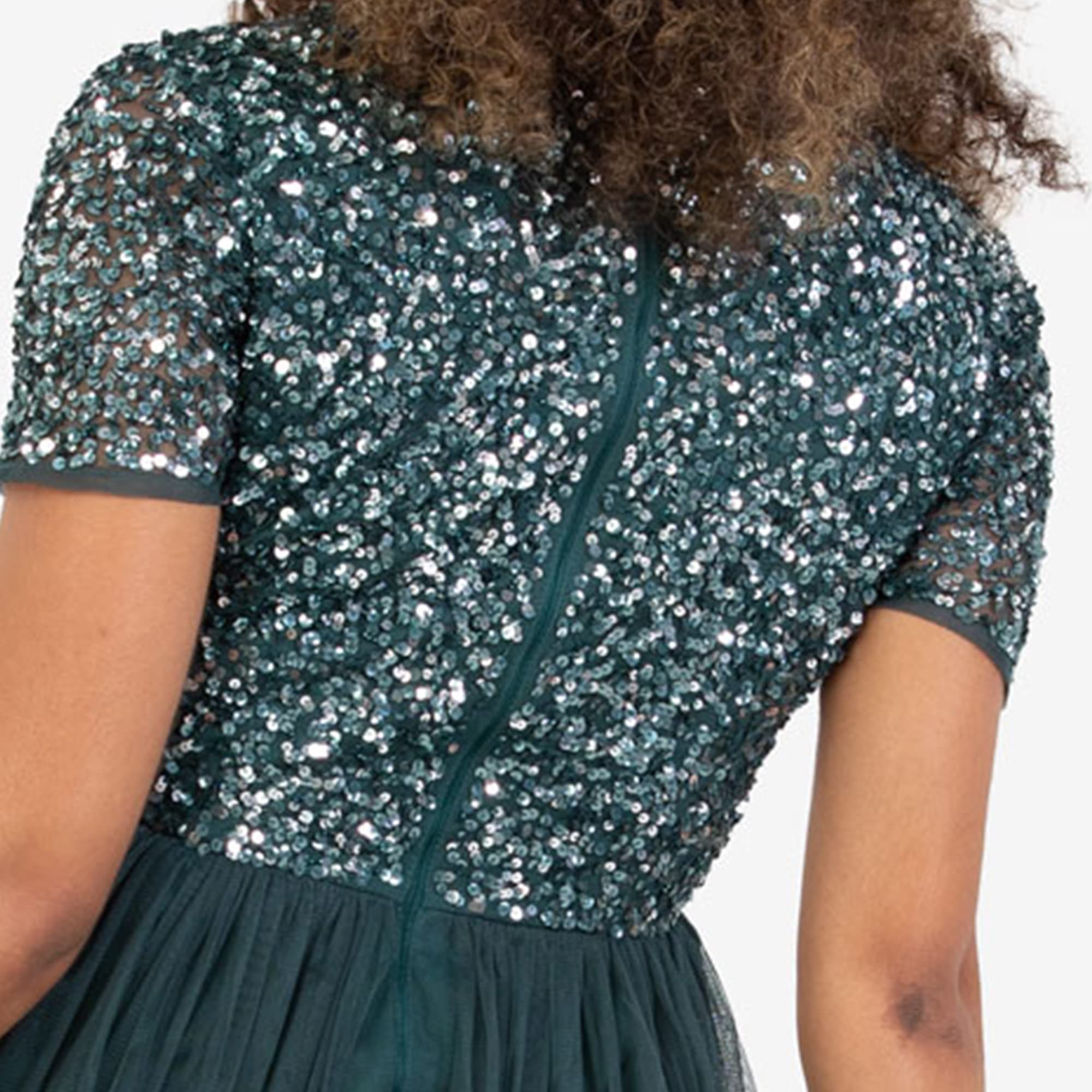 Maya Deluxe Damen Midi-Kleid mit V-Ausschnitt – Bild 5