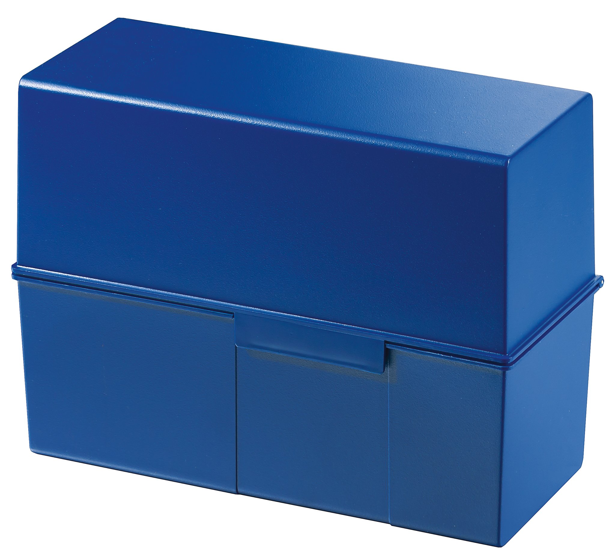 HAN 975-14, Card index box A5 landscape. Innovative, attractive design holds a maximum of 500 cards with steel hinge, blue - various colours to choose from