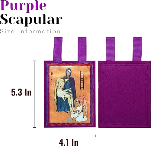 Miniatura 2 de Escapulario púrpura de bendición y protección de Marie-Julie Jahenny Collar católico hecho a mano Escapulario Morado Catolico cuerda plana