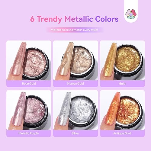 Miniatura 4 de SAVILAND Juego de gel de escultura 3D 6 gel de uñas metálico 3D para moldeo y extensión de arte de uñas, gel de uñas no pegajoso para tallar a mano,