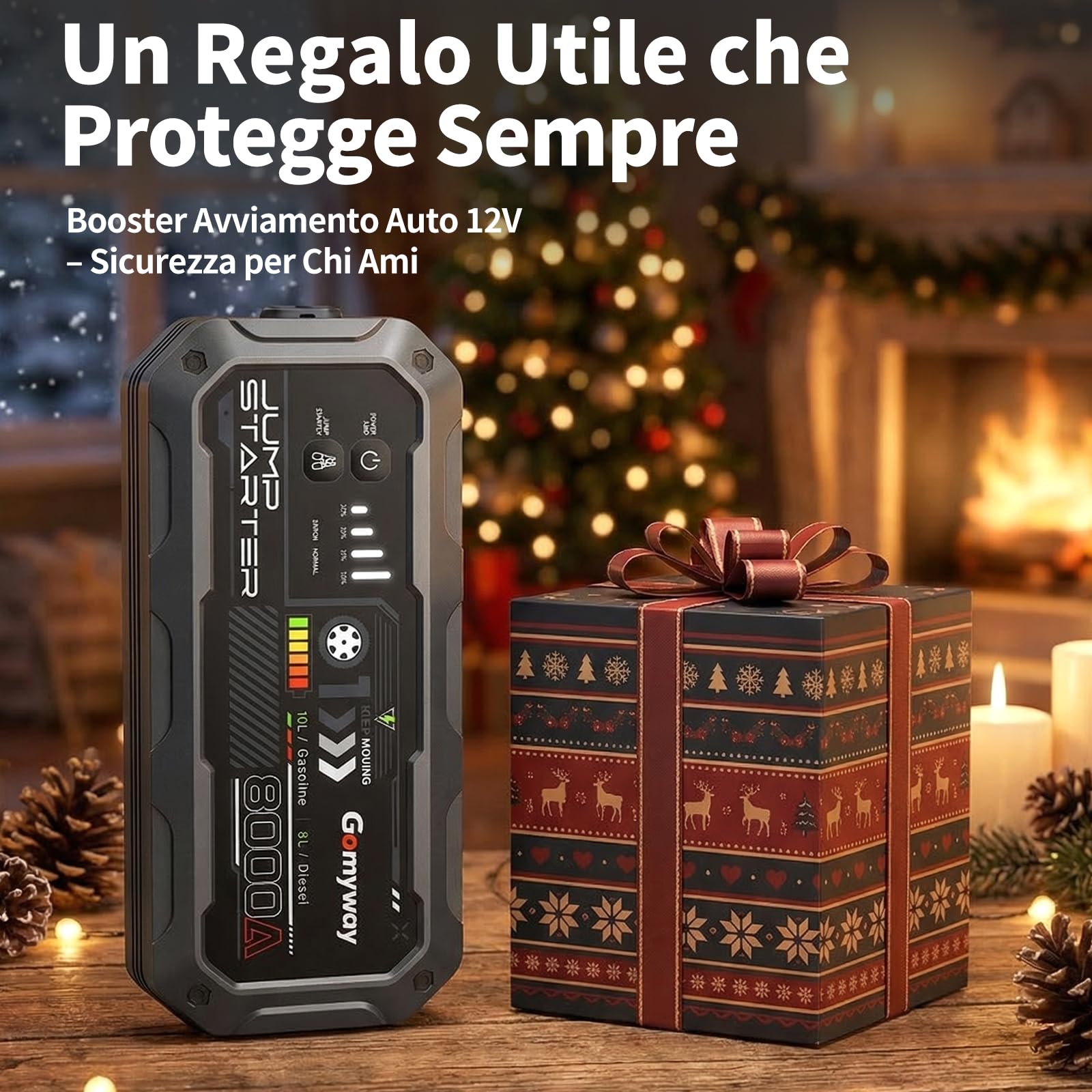 Booster Avviamento Auto 8000A Portatile Avviatore di Batteria Auto/Moto/Motoscafo(fino a ALL Gas/10.0L Diesel), 12V Avviatore di emergenza per Auto (Grigio scuro)