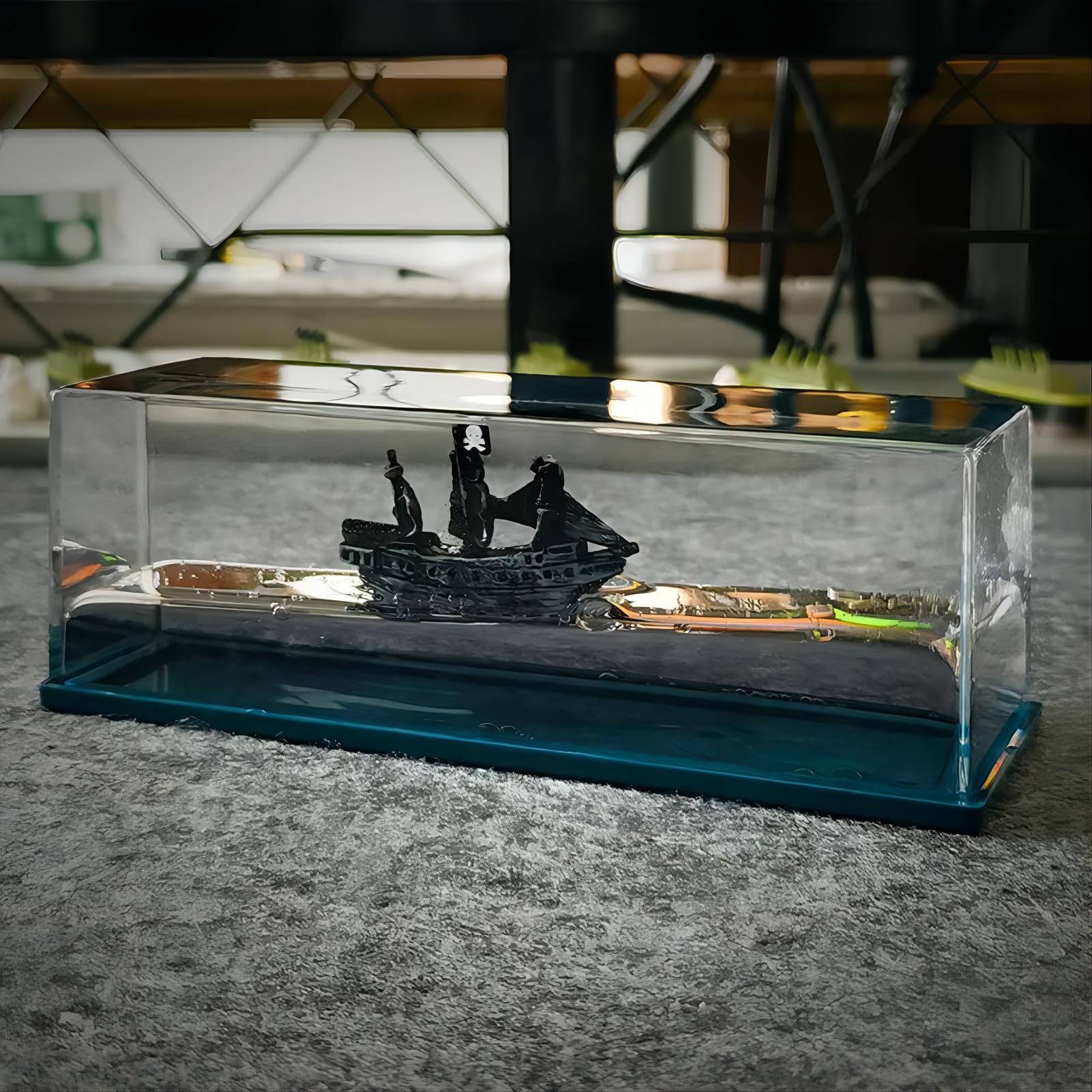 Black Pearl Going Merry Bouteille de Dérive Fluide Bateau en Acrylique Modèle Ornement Bureau