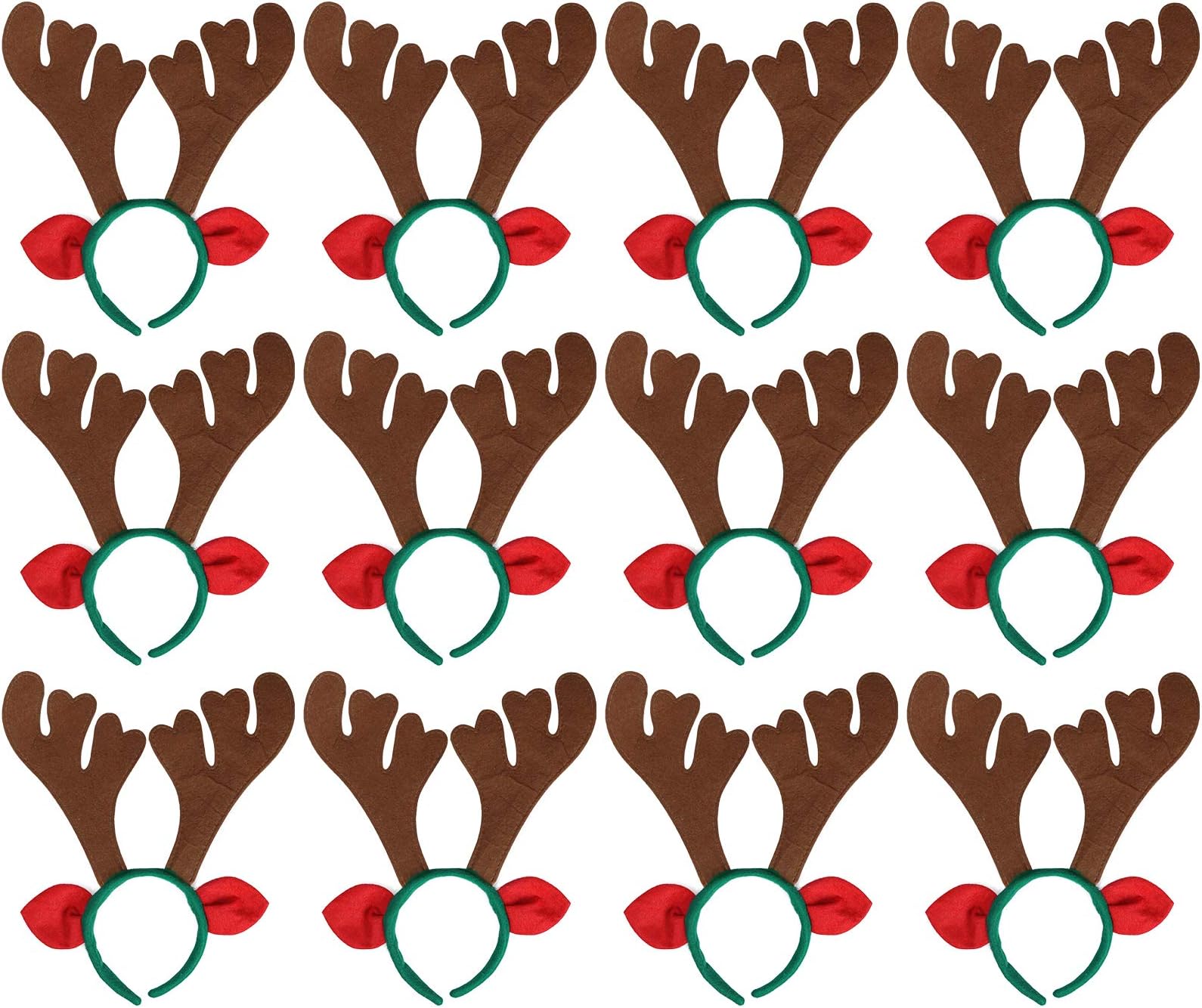 12Pcs Christmas Reindeer Antlers Headband Deer Antler Headbands for Christmas Holiday Photo Booth Props Kid's Party Favors