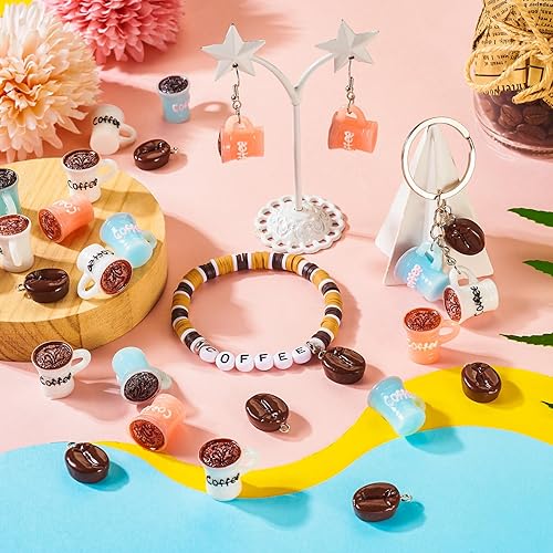Miniatura 2 de Cheriswelry 24 dijes de taza de café, de resina de imitación, para alimentos, lindos colgantes de bebida, encantadores adornos colgantes de 17.5 a