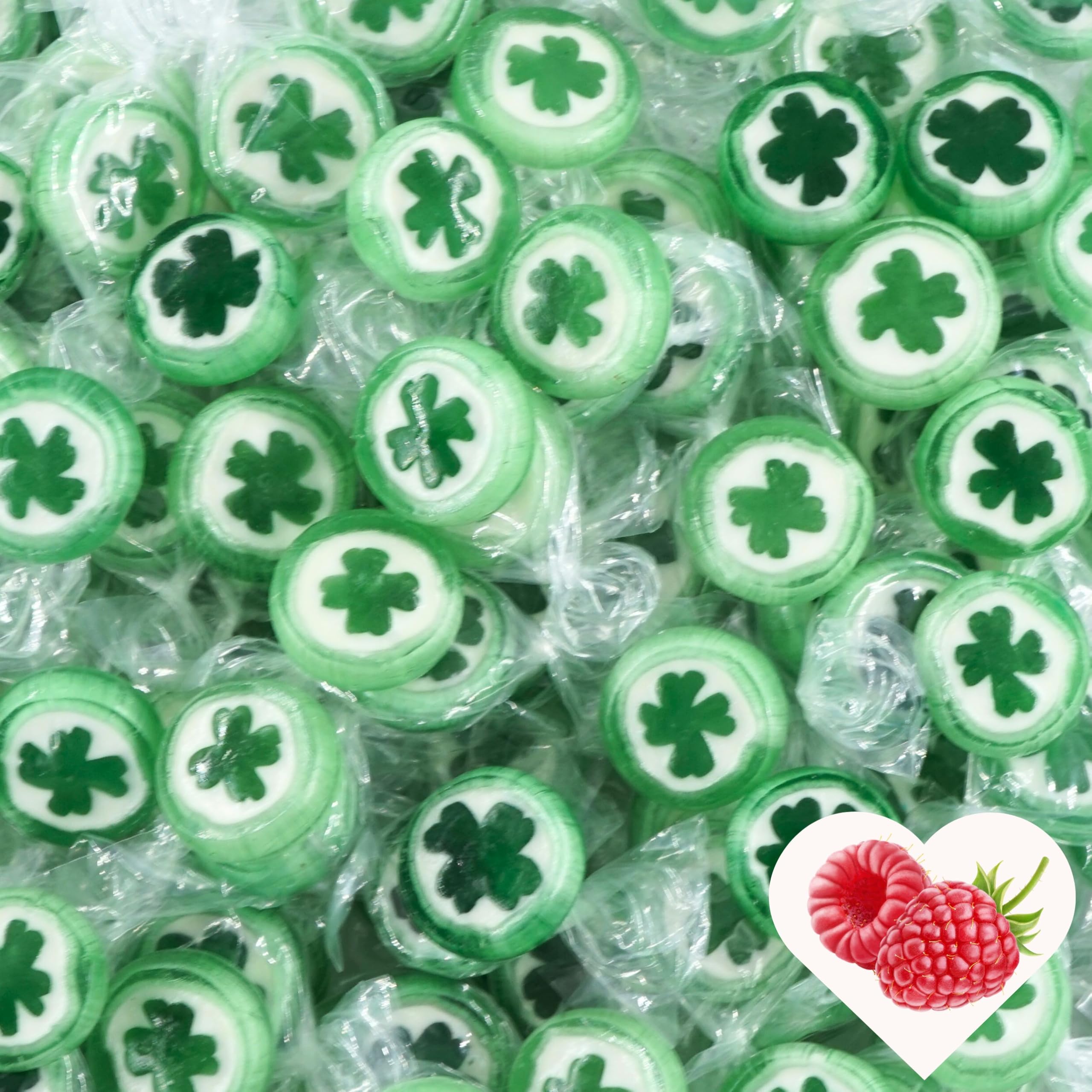 EinsSein Glücksbonbons Kleeblatt grün-weiß 3kg | Handgemachte Rocks Bonbons | Süßigkeiten & Glücksbringer für Silvester Geburtstag Party & Hochzeit | Perfekt für Candybar & Gastgeschenke