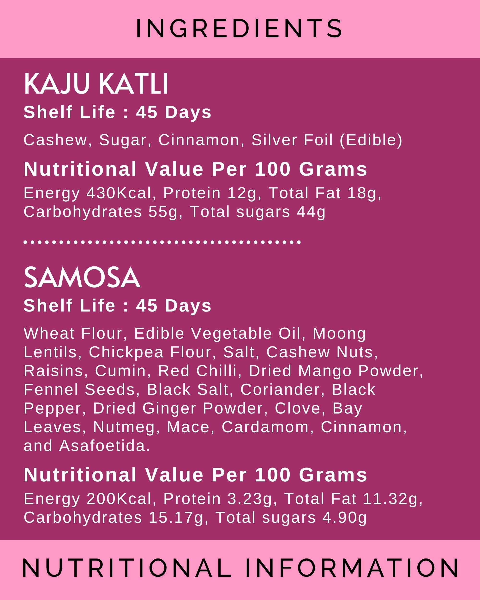 HyperFoods® Rakhi For Brother Sweets Gift Pack Kaju Katli 200g Samosa 160g Indian Sweets Mithai Gift Pack Flower & Petal Bhaiya Bhabhi Rakhi Set with Roli & Rice 4