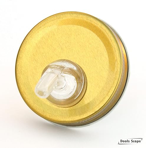 Miniatura 5 de Mason Jar Pour Spouts Tapa TinPlate Mason Jar Tapa Dispensador Tapa de brote Tapa de flujo libre (2 unidades Metal Dorado)