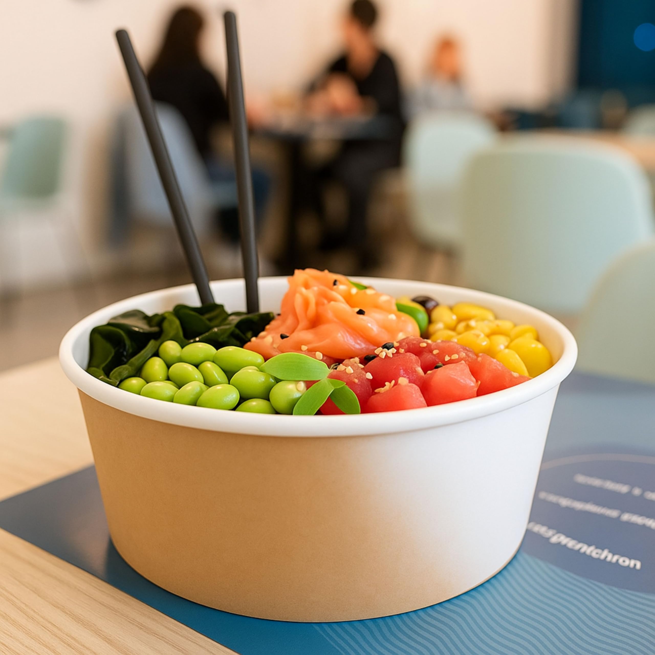 Bowl Poke 100 Pezzi con Coperchi 1L Cartoncino Kraft Alimentare Resistenti a Cibi Umidi e Unti