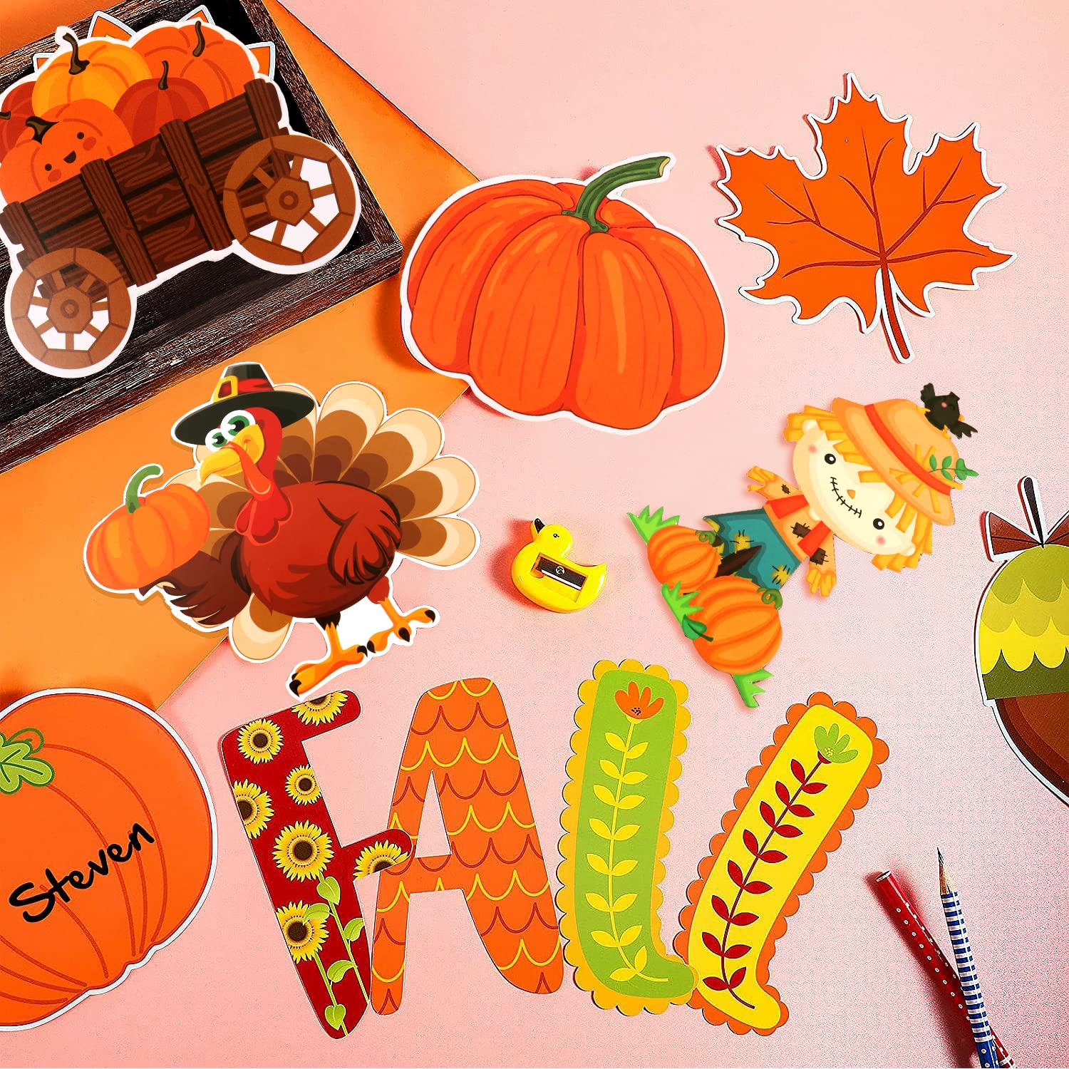 Herbst Bastelset Kinder - 500 Blatt Aufkleber Moosgummi Sticker