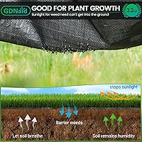 Vista 5 de Tela de barrera de malezas de 3 pies x 100 pies resistente, tela de barrera de malezas de 3.2 onzas, tela de jardinería tejida de fácil instalación