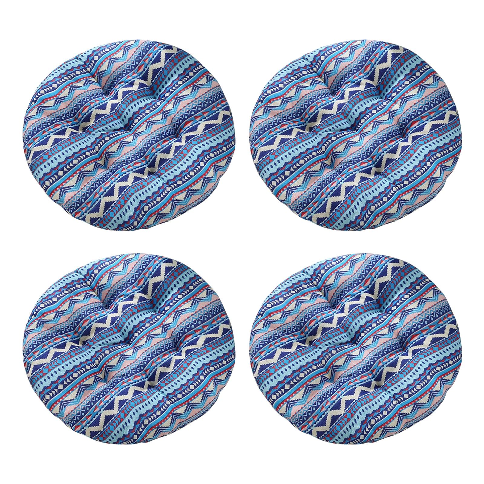 Aliuciku Set of 4 Seat Pads, Thick Round Tatami Chair Cushions for Dining Kitchen Office(B-21,45x45cm)