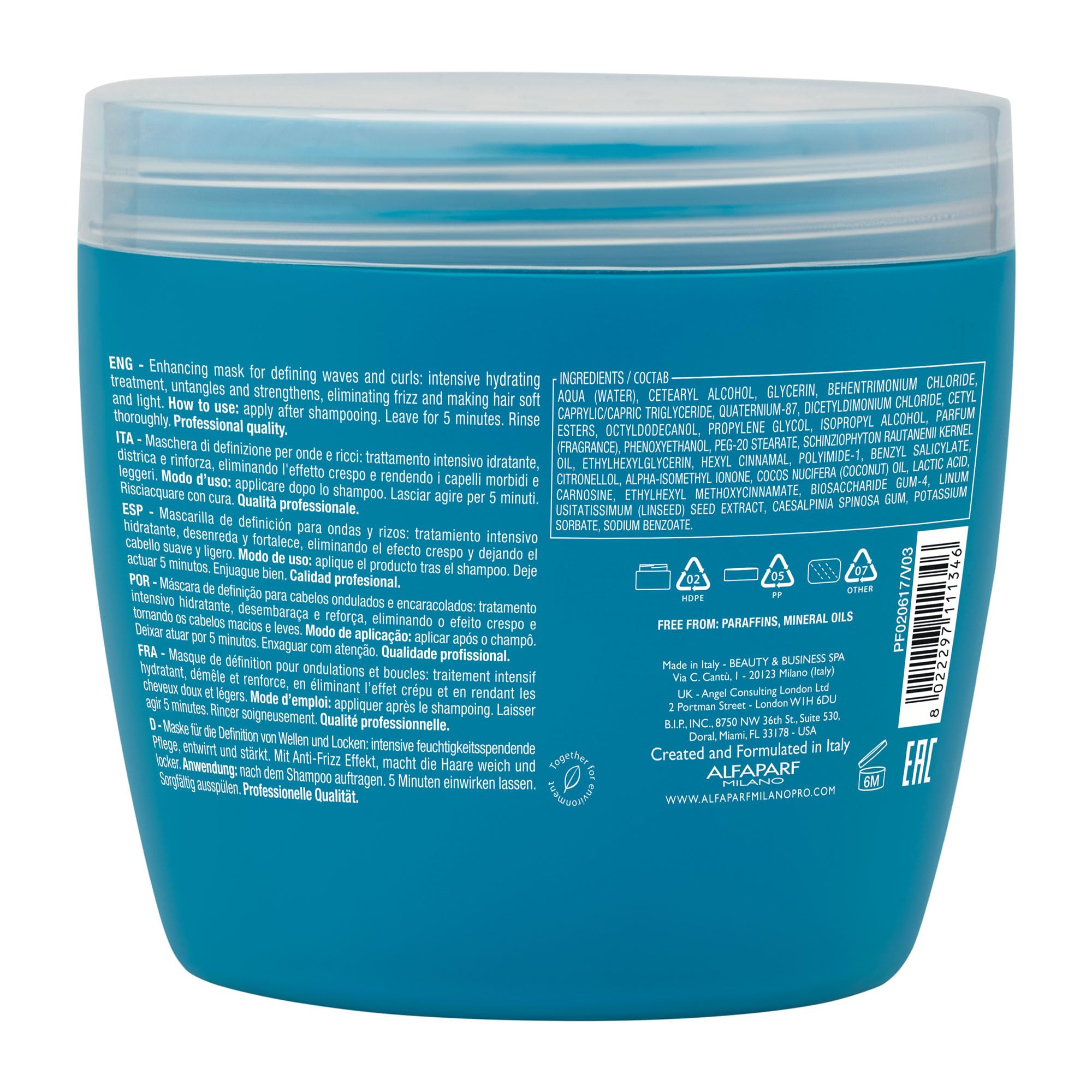 Alfaparf Milano Semi Di Lino Curls Enhancing Mask for Wavy and Curly Hair - Hydrates and Nourishes - Reduces Frizz - Protects Against Humidity - Vegan-Friendly Formula