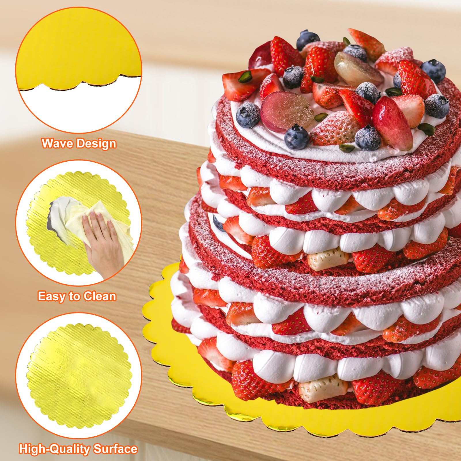 Counius 150 Pezzi Mini Carta Vassoio Torta Basi per Torta usa e getta antiolio D'oro Dessert Display Vassoio Compleanno Torta Kit per il Matrimonio,Decorazione di Dolci per Feste di Compleanno