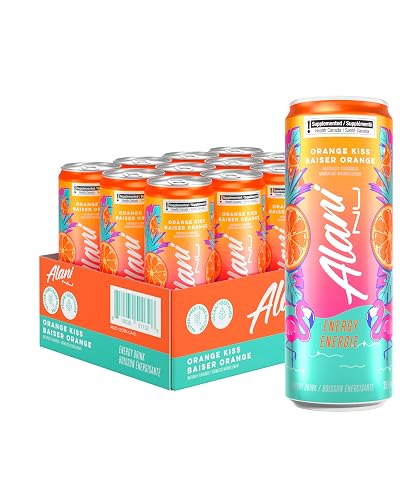 Alani Nu ORANGE KISS Sugar-Free, Low Calorie Energy Drinks | 140mg Caffeine | Zero Sugar | 15 Calories or Less | 355 mL Cans (12 Pack) - Orange Kiss