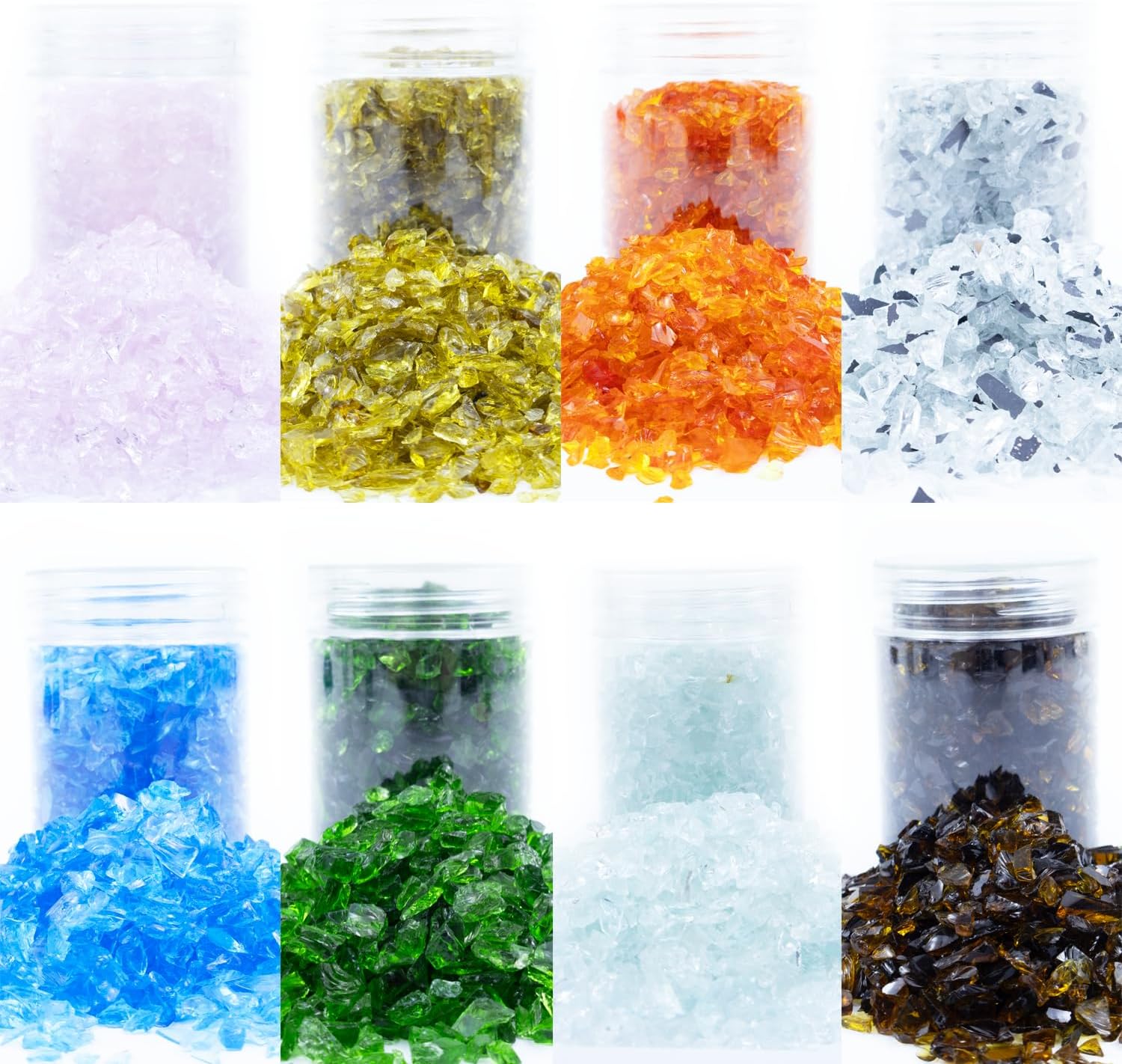 YINBEILIXU Crushed Glass Glitter Set of 8, Broken Glass Stones, Shattered Glass Gems Gravel for Resin Art Crafts,Nail Art, Vase Filler, Aquarium Decor, Jewelry Making, 3-6mm, 400g (Multicolor-b)