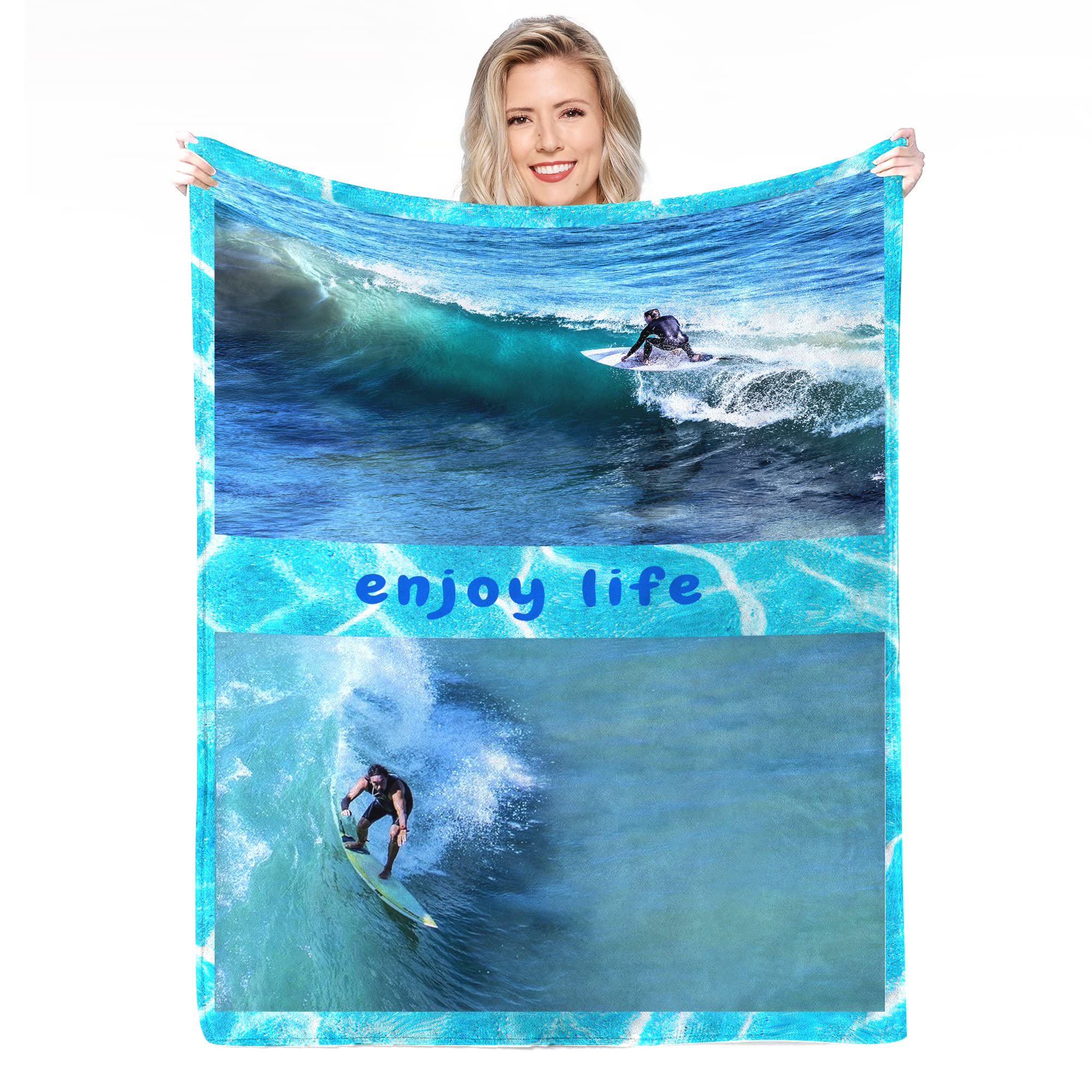 Personalisierte Decke Mit Foto,Fotodecke Mit Eigenem Foto,Worten Bild Collage Individuelle Decken, Geburtstags-Souvenir-Geschenke Personalisierte Decke für Vater, Mutter, Kinder, Hunde, Freunde