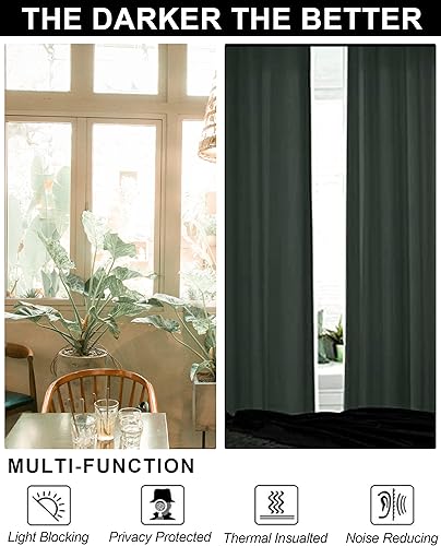 Miniatura 6 de Cortinas de terciopelo verde esmeralda de 96 pulgadas de largo con ojales, súper suaves, reducen el ruido, gruesas filtrantes de luz, para sala de