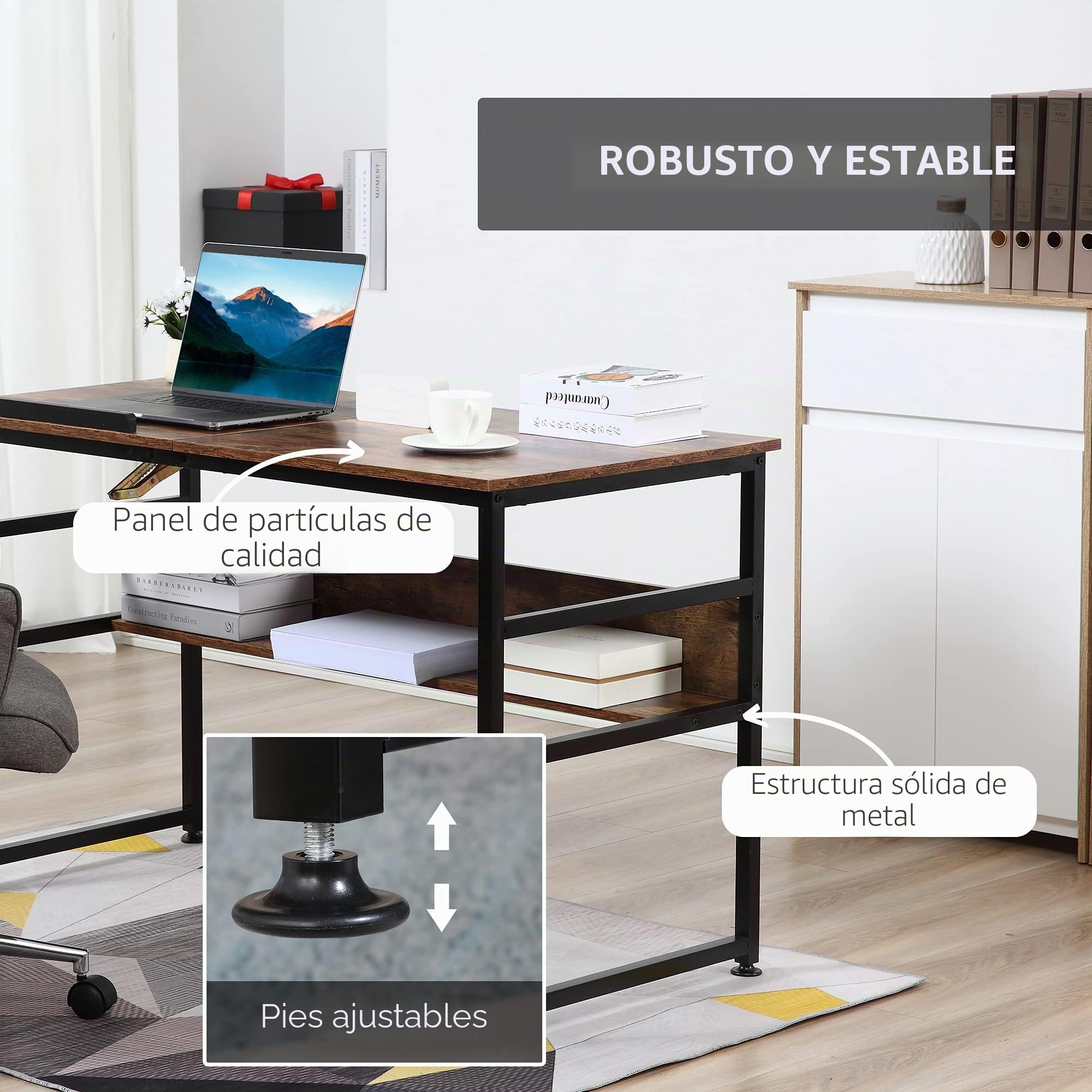 HOMCOM Mesa de dibujo ajustable 15 niveles tablero inclinable Marrón | Mesa de dibujo, estación de trabajo para pintar, escritorio multifuncional, estante de almacenamiento, Home Office.