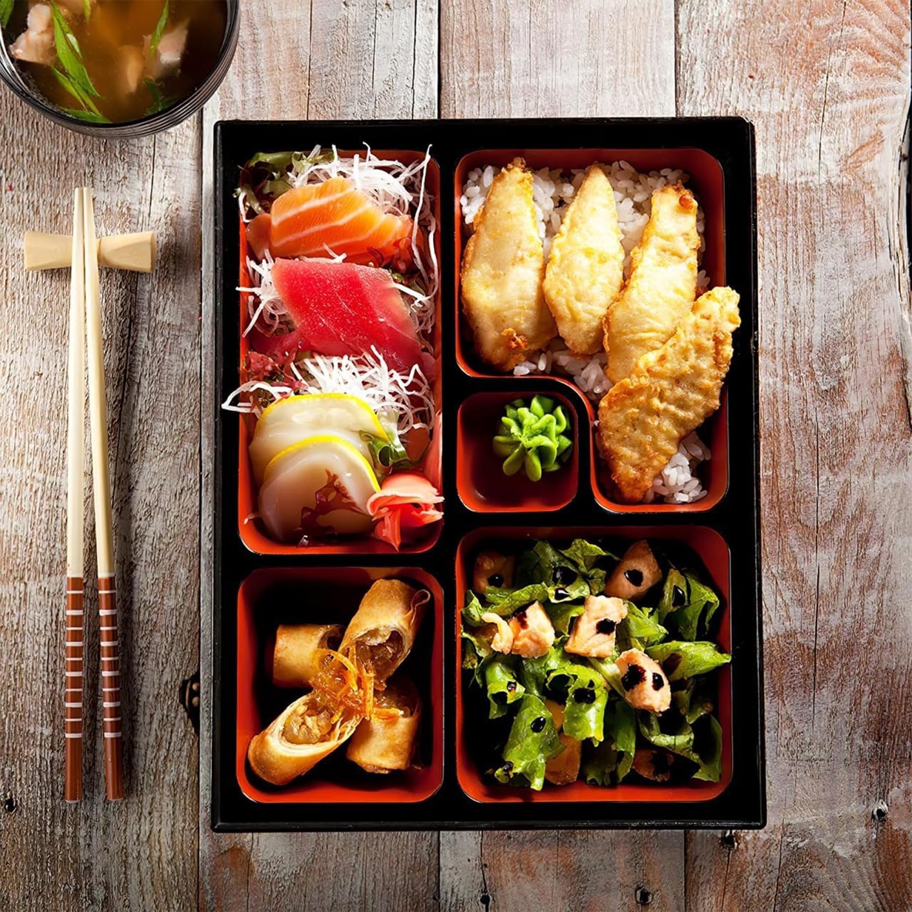 Scatola Pranzo Vassoio Sushi Giapponese, Scatola Sushi 5 Pezzi, Contenitore per Il Trasporto di Cibo, Vassoio Snack Scuola Ristorante Famiglia