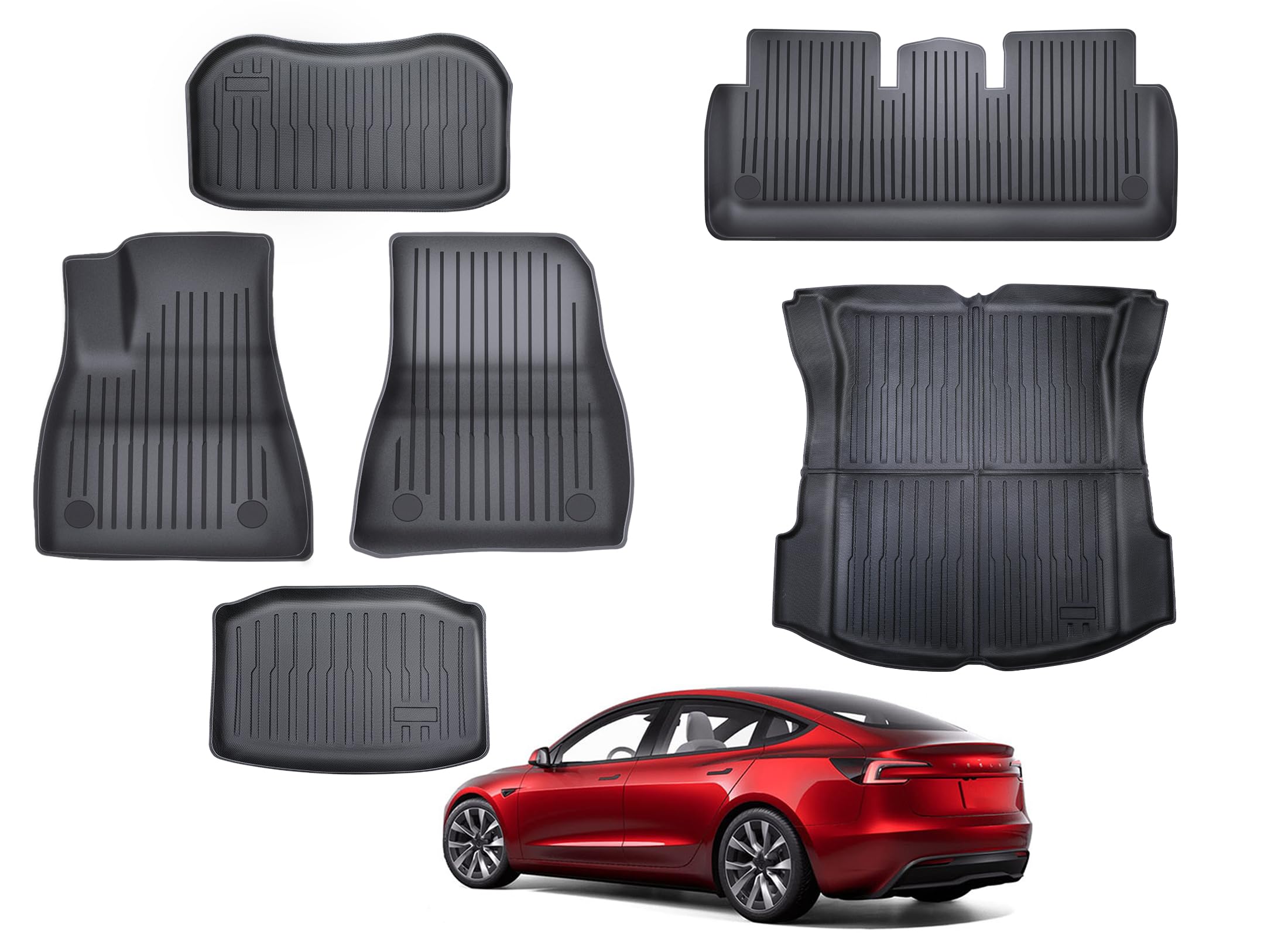 Photo 1 of Rengue Floor Mats for Tesla Model 3 2023 2022 2021, Premium All Weather Anti-Slip Waterproof Odorless TPE Front & Rear Car Liners