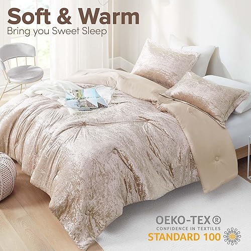 Miniatura 2 de Comfort Spaces Luxe - Juego de edredón de terciopelo para cama de tamaño Queen, reverso de microfibra, Juliette, ropa de cama de terciopelo para
