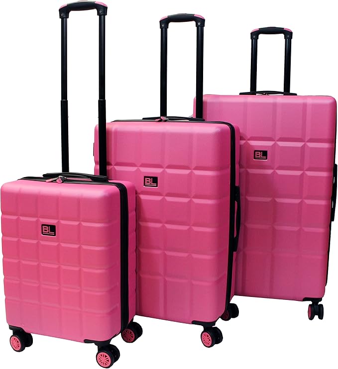 CUQOO 3 Piece Hard Shell Luggage Set in Yellow Lightweight Suitcase