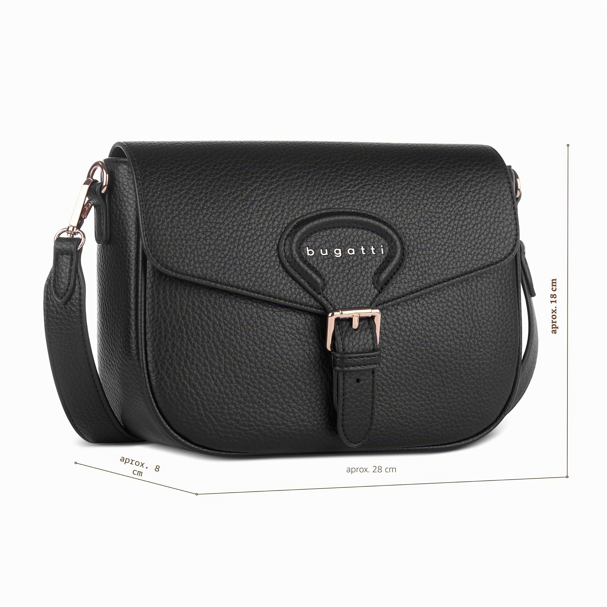 bugatti Elina Bolso bandolera para mujer, de piel sintética, bolso de mano en tamaño S o M para mujer