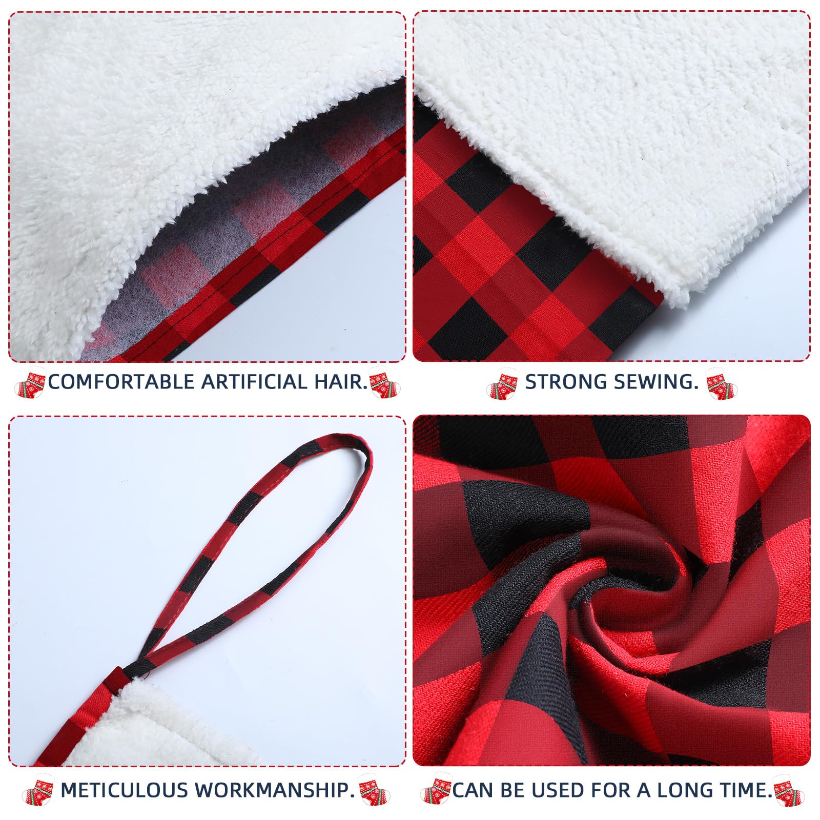 Lot de 4 chaussettes de Noël géantes en feutre pour sapin de Noël - 111 cm - Rouge