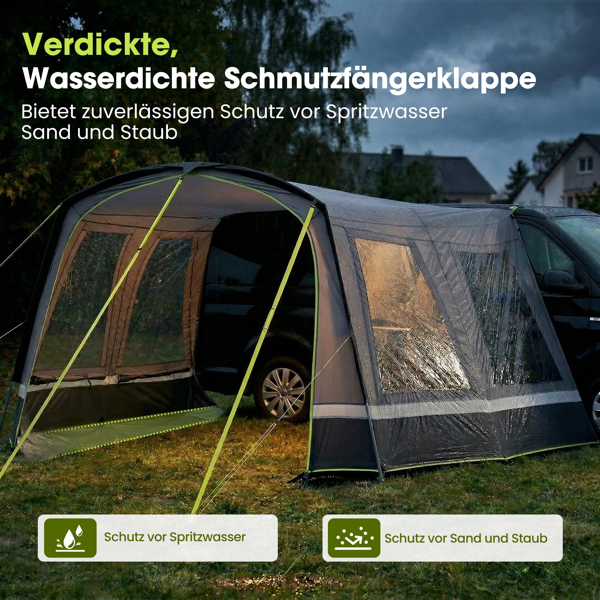 High Peak Busvorzelt Auto freistehend, Heckzelt Autozelt mit Kederanschluss, höhenverstellbarer Anschluss, Vorzelt für SUV, Van, Bus, Wohnmobil, Campervan, Wohnwagen, Camping Reise Outdoor