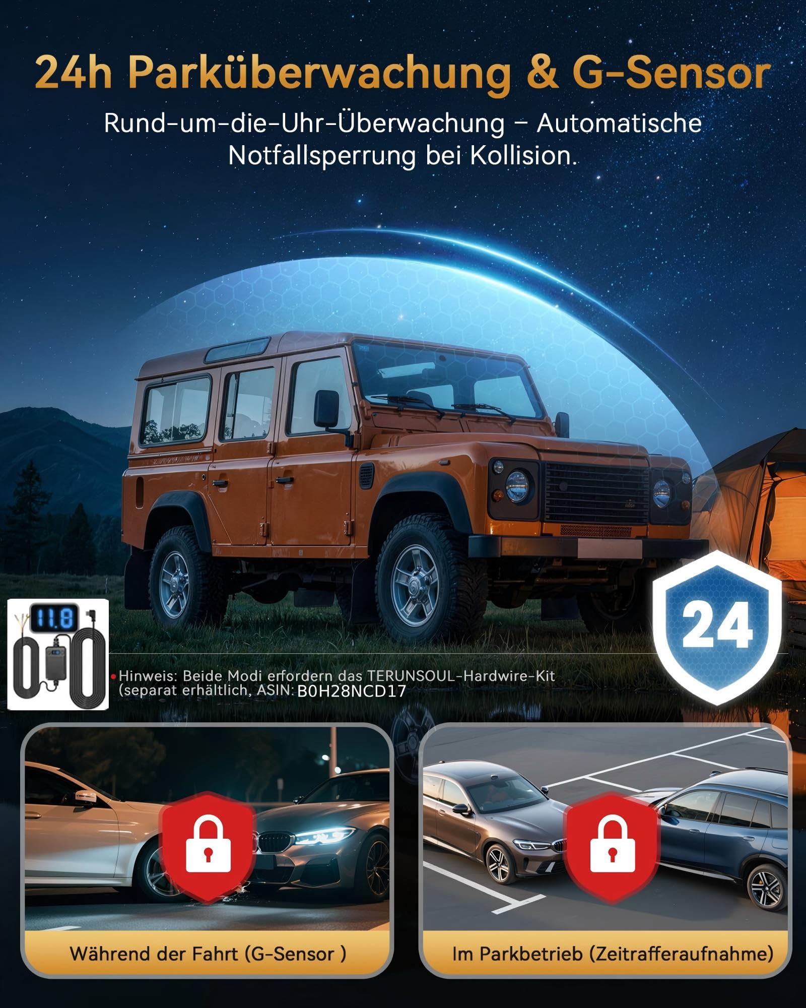 Dashcam per auto 4K + 4K, dash cam anteriore posteriore con | scheda da 128 GB, GPS, WiFi 5,8 GHz, IPS da 3", monitoraggio del parcheggio, registrazione in loop, visione notturna