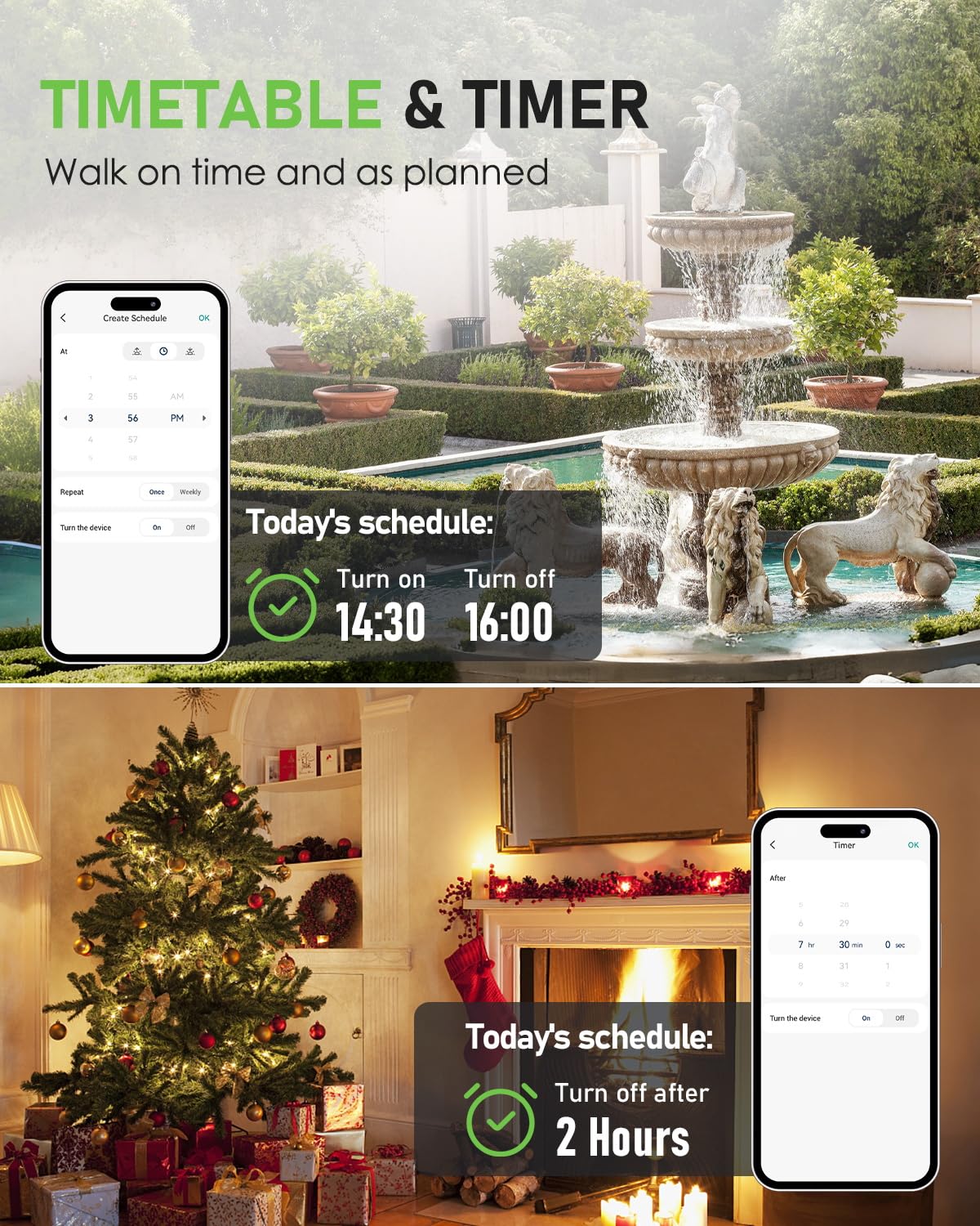 GreenSun Prise Connectée - Prise Exterieure Etanche Programmateur Prise Electrique Exterieur Compatible avec Alexa, Google Home Prise Connectée Wifi IP44 16A 3600W Minuteur Prise Electrique