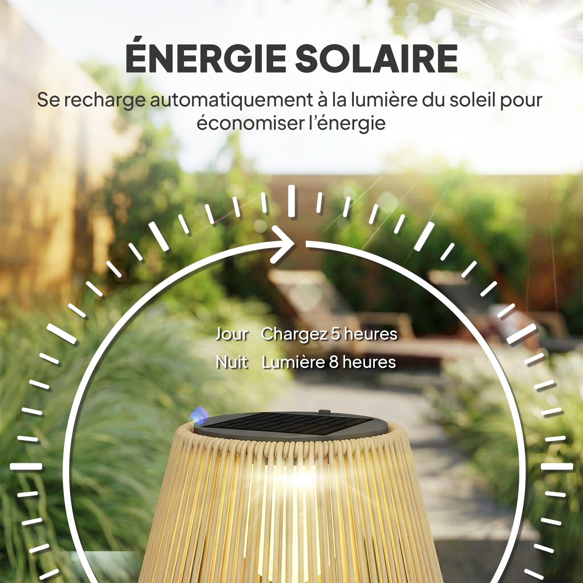 Outsunny - Linterna solar exterior de resina trenzada, lámpara de pie inalámbrica recargable con sensor de luz, lámpara de pie LED exterior, para jardín patio terraza, amarillo
