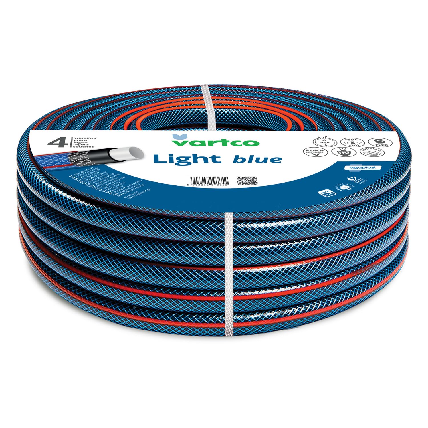 Light Blue tuyau d'arrosage 1/2" 100m 4 plis 22 bar