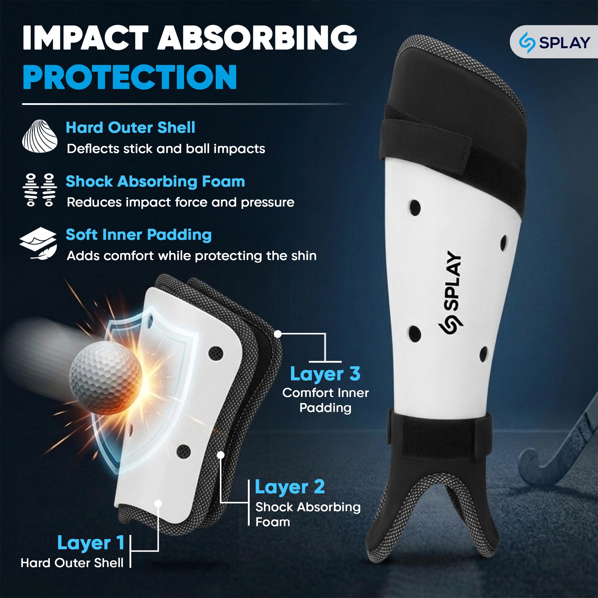 ES Splay Club Hockey Shin Pad