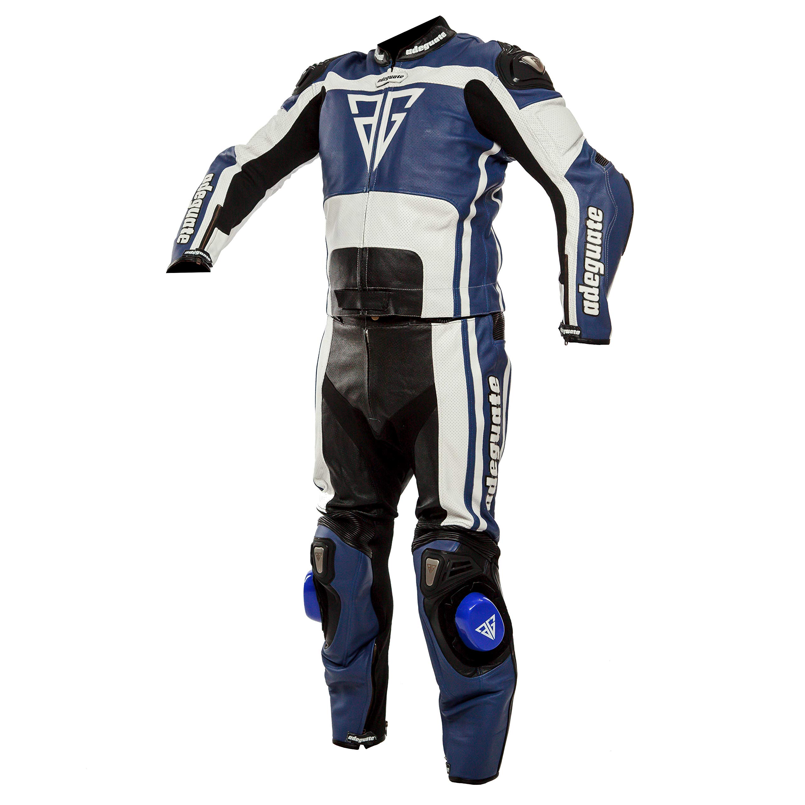 ADEGUATE Motorcycle Suit For Men,Motorbike Real Leather Two Pieces Biker Riding Suit with Armor Protection XS