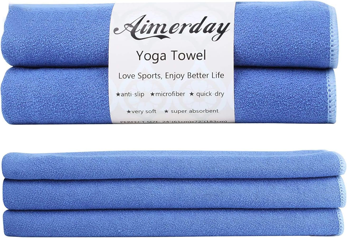 Aimerday Hot Yoga Mat Towel, 72 x 24 Microfiber Soft Yoga
